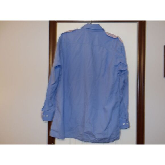 Saks Fifth Avenue Light Blue Button-Down Shirt with Striped Epaulettes - Picture 3 of 3